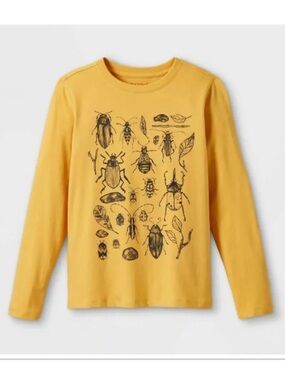 Kids' Long Sleeve Yellow Insect Graphic Tee, NWT! 🐞 🐛 🐜